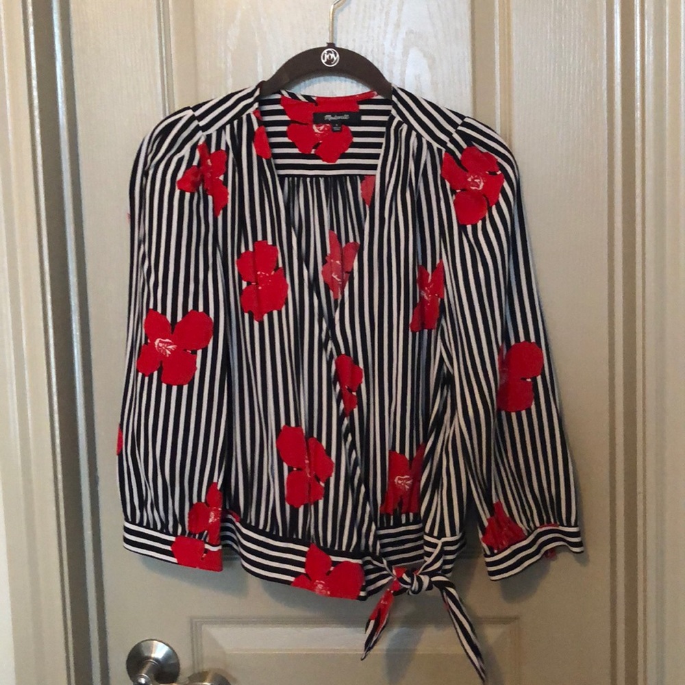 Madewell side tie blouse